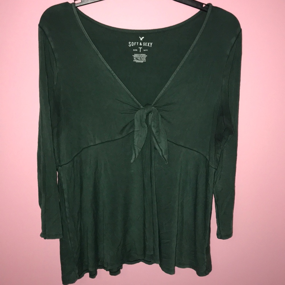 Dark green, front tie top from American eagle